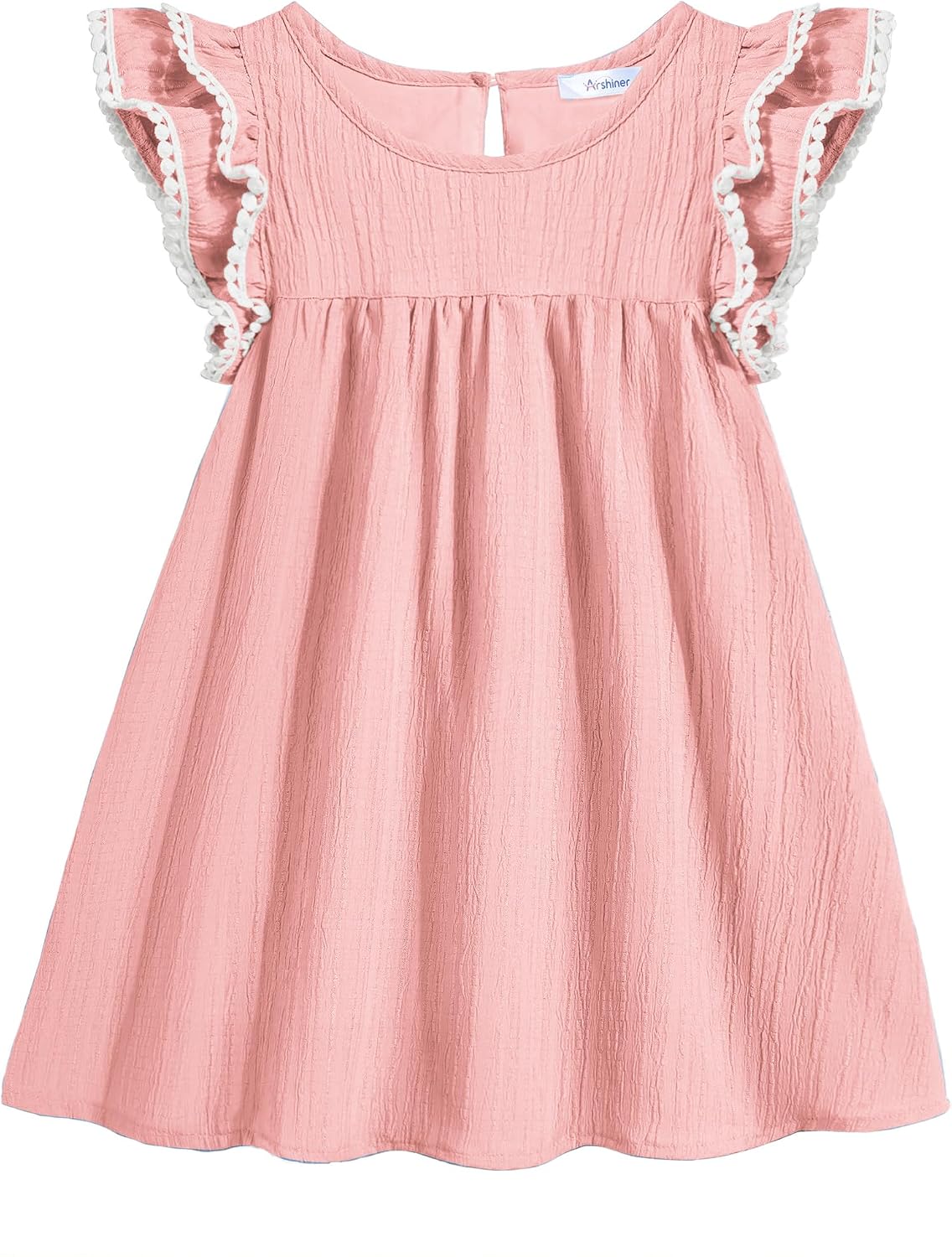 Arshiner Girls Summer Dress Toddler Ruffle Sleeve Dresses Kids Swing Casual Beach Boho Sundress with Pockets for 1-7t