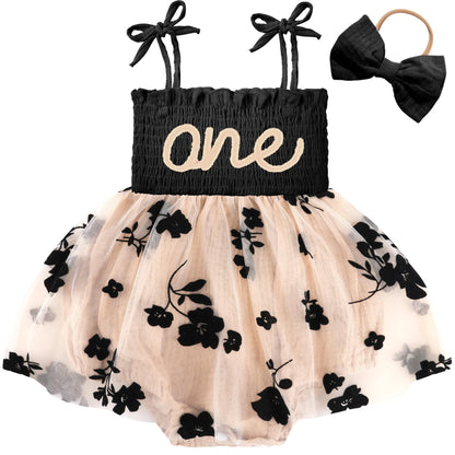 HONGTEYA Baby Girl 1st Birthday Outfit First Romper Tulle Dress Gifts