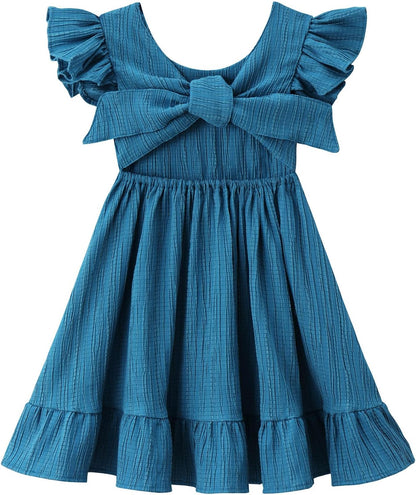 Toddler Girls Swing Backless Ruffle Hem Dress