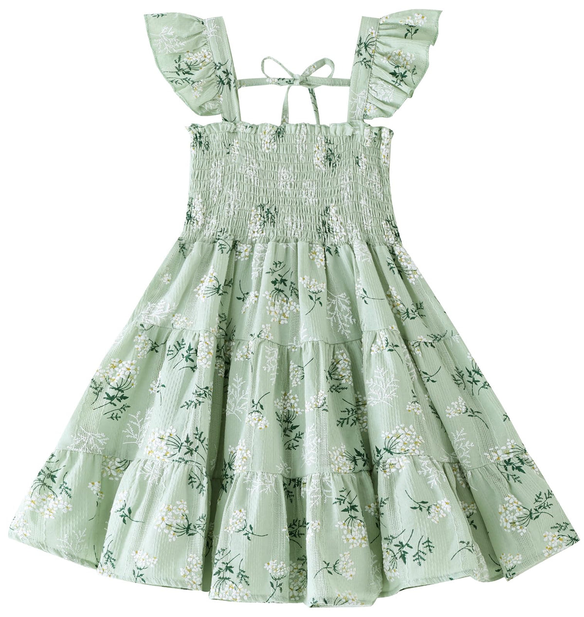 Toddler Dress Baby Girls Cotton Linen Ruffle Sleeve Tiered Swing Casual Summer Boho Dresses