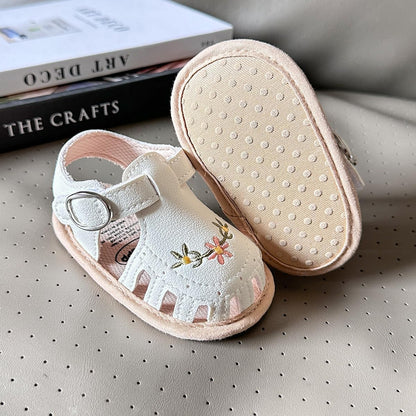 Infant Baby Girls Sandals Summer Baby Wedding Dress Flat Shoes Newborn Crib Shoes First Walkers Prewalkers Shoes