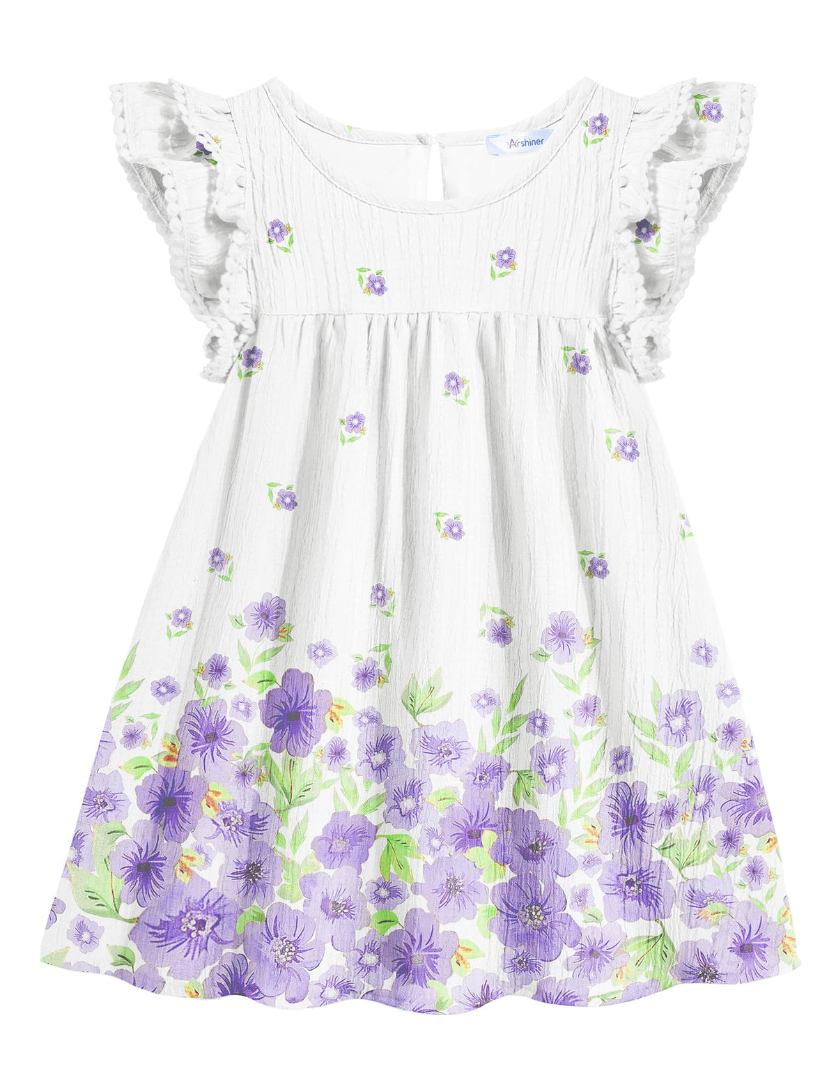 Arshiner Girls Summer Dress Toddler Ruffle Sleeve Dresses Kids Swing Casual Beach Boho Sundress with Pockets for 1-7t