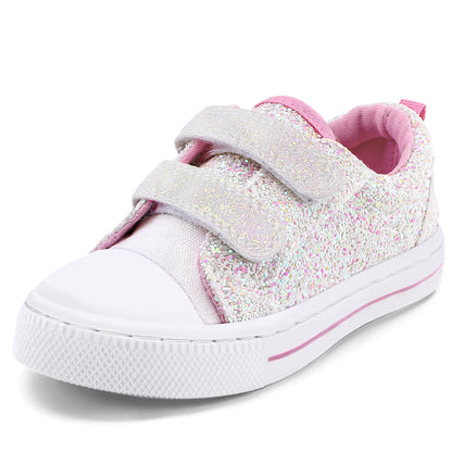 K KomForme Toddler Sneakers Girls Shoes with Dual Hook and Loops