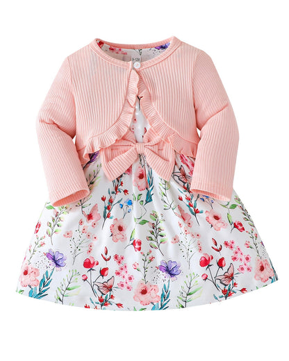 Rosibel Toddler Baby Girls Dress and Cotton Cardigan Set for 6M-3T