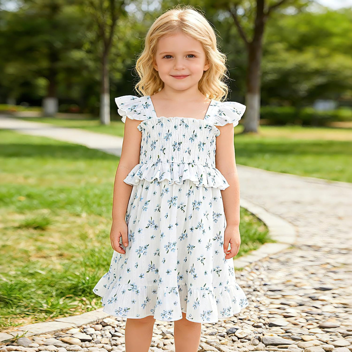 YOUNGER TREE Toddler Dress Baby Girls Cotton Ruffle Sleeveless Summer Dresses Kids Boho Beach Casual Sundress