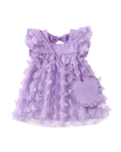 Kucnuzki Baby Girl Clothes Toddler Girls Summer Fairy Tulle Dress Ruffle Fly Sleeve Casual Sundress Cute Outfit for Kids