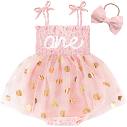 HONGTEYA Baby Girl 1st Birthday Outfit First Romper Tulle Dress Gifts