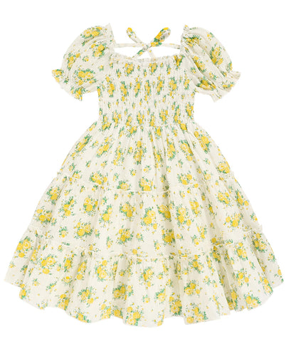 Toddler Girl Dress Short Sleeve Kids Floral Smocked Square Neck Beach Sundress | Summer Fashion Dresses 2-7Y
