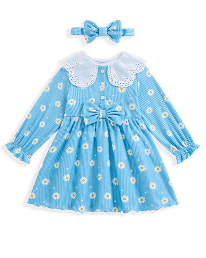 Vibebox Toddler Girls Dress Fall Winter Long Sleeve Princess Outfits 12M-4T