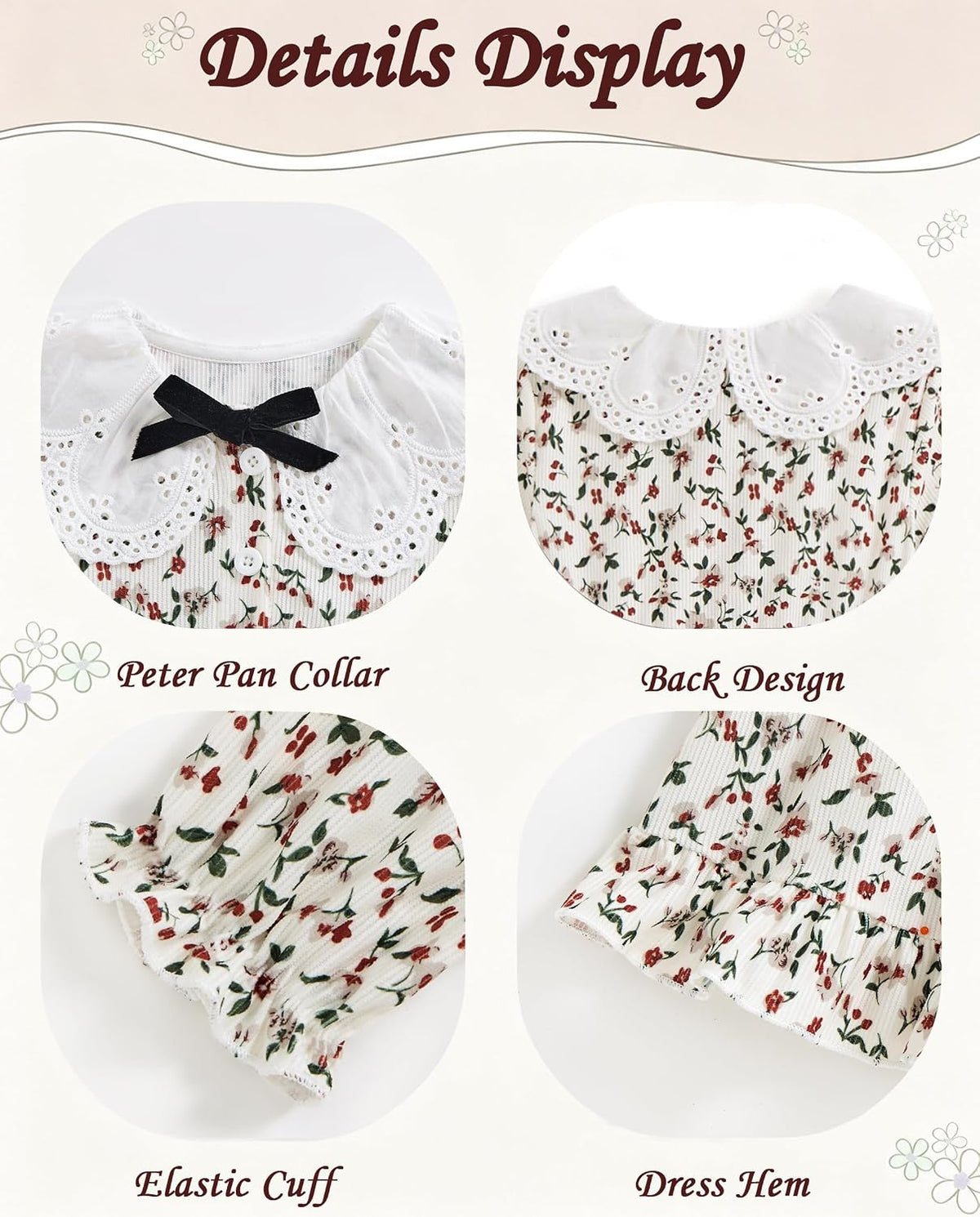 Vibebox Toddler Girls Dress Fall Winter Long Sleeve Princess Outfits 12M-4T