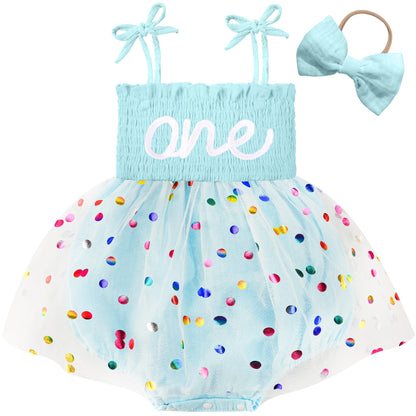 HONGTEYA Baby Girl 1st Birthday Outfit First Romper Tulle Dress Gifts
