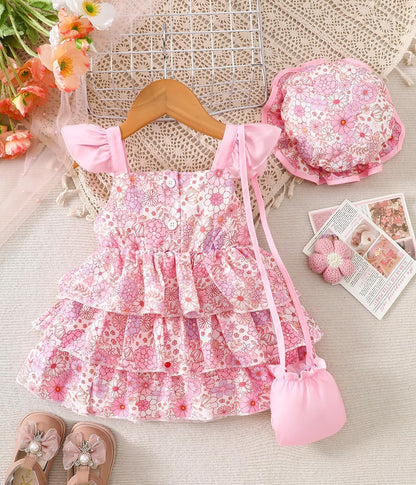 Willow Dance Newborn Infant Baby Girl Dresses Summer Outfits Casual Flower Sundress Toddler Clothes with Hat and Bag