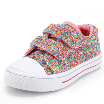 K KomForme Toddler Sneakers Girls Shoes with Dual Hook and Loops