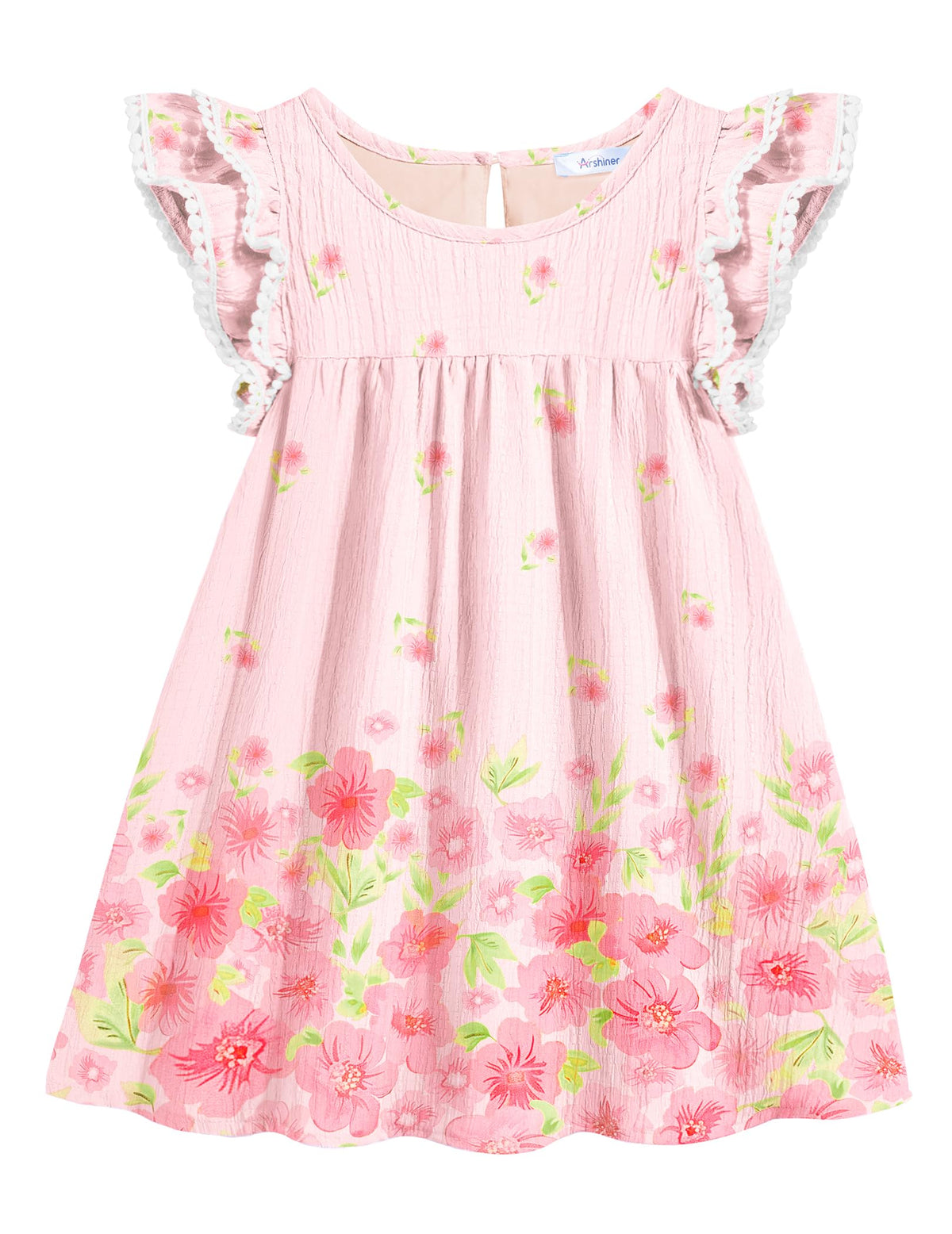 Arshiner Girls Summer Dress Toddler Ruffle Sleeve Dresses Kids Swing Casual Beach Boho Sundress with Pockets for 1-7t