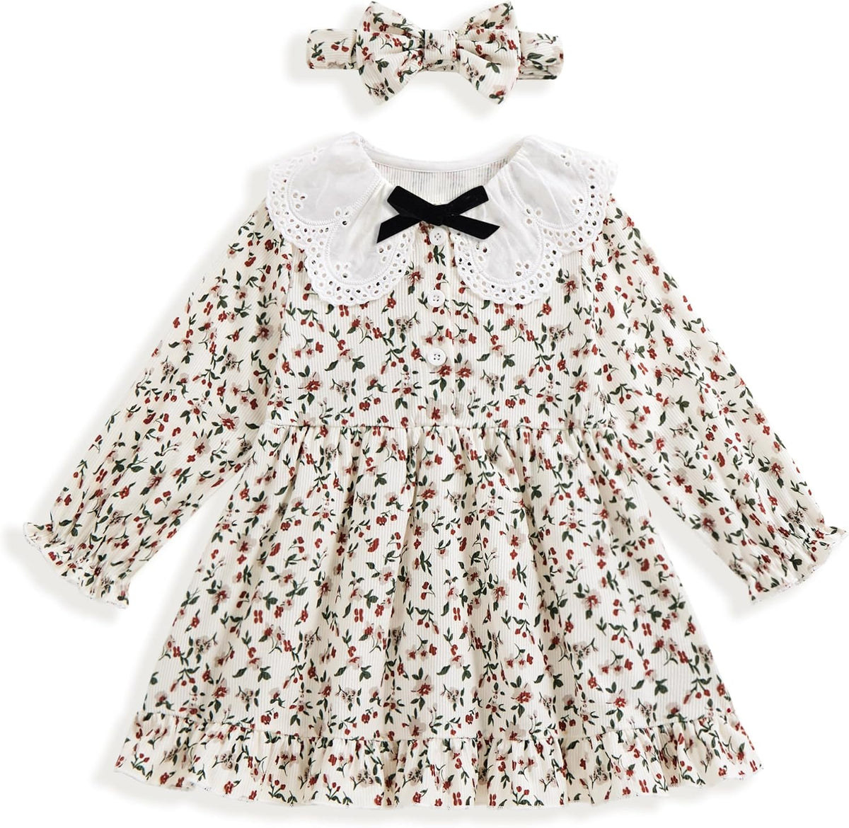 Vibebox Toddler Girls Dress Fall Winter Long Sleeve Princess Outfits 12M-4T