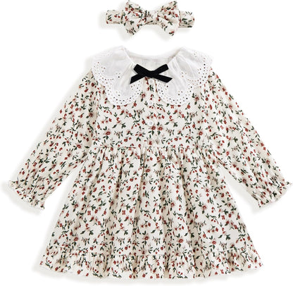 Vibebox Toddler Girls Dress Fall Winter Long Sleeve Princess Outfits 12M-4T