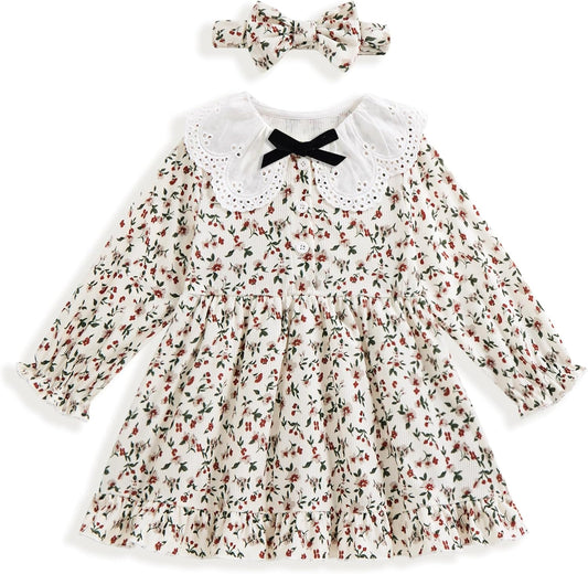 Vibebox Toddler Girls Dress Fall Winter Long Sleeve Princess Outfits 12M-4T