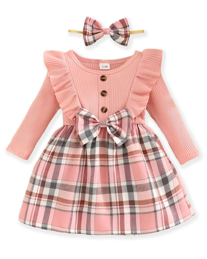 Baby Long Sleeve Fall Dress Baby Girl Clothes Ruffle Toddler Casual Dress Infant Cute Clothes Winter Outfits