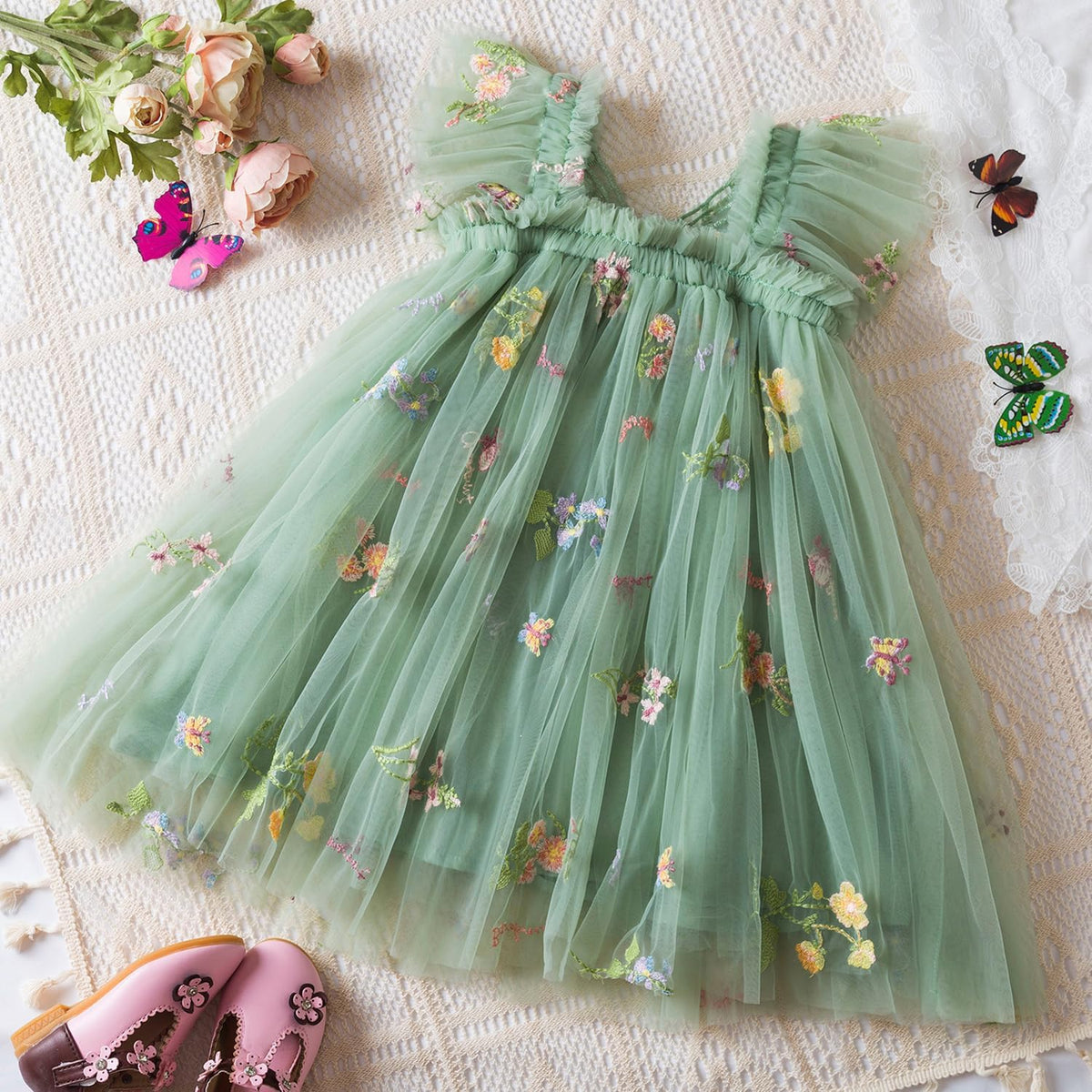 TTYAOVO Toddler Baby Girl Fairy Tulle Princess Dress