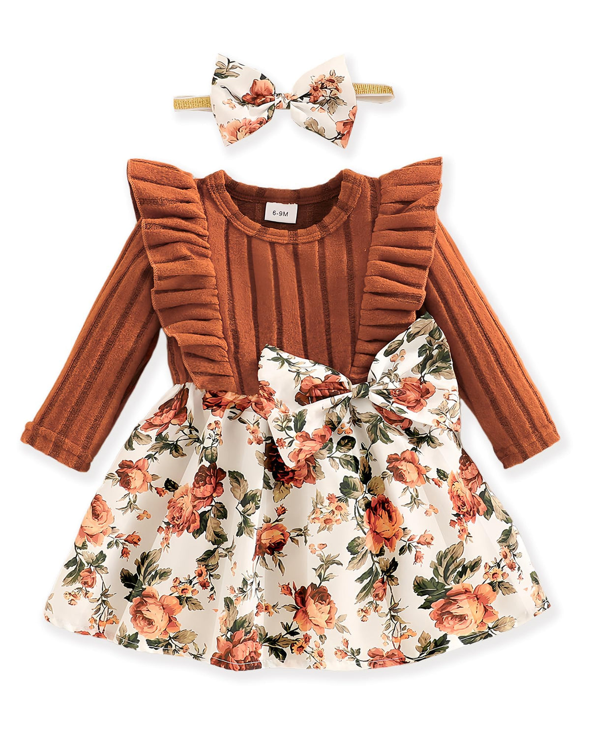 Baby Long Sleeve Fall Dress Baby Girl Clothes Ruffle Toddler Casual Dress Infant Cute Clothes Winter Outfits