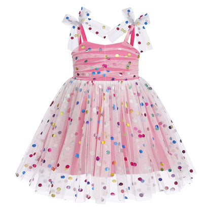 IBTOM CASTLE Toddler Baby Girl Birthday Dress Floral Sequin Tulle Tutu Dresses for Pageant Party Cake Smash Photoshoot