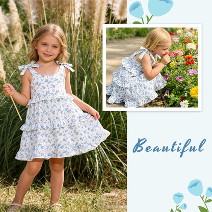 HAPPYMA Toddler Dress Baby Girl Sleeveless Ruffle Summer Clothes