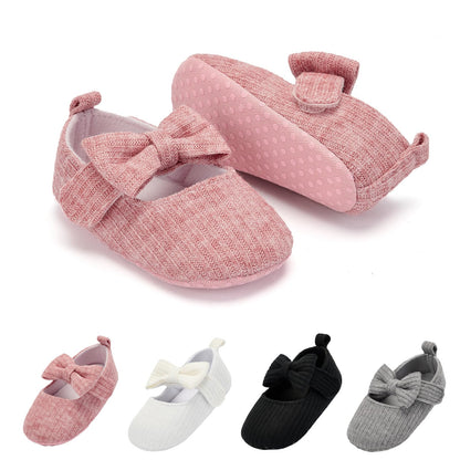 BACSAC Baby Girls Mary Jane Flats with Bow Soft Sole Non-Slip Crib Shoes Infant Toddler First Walkers Princess Dress Shoes