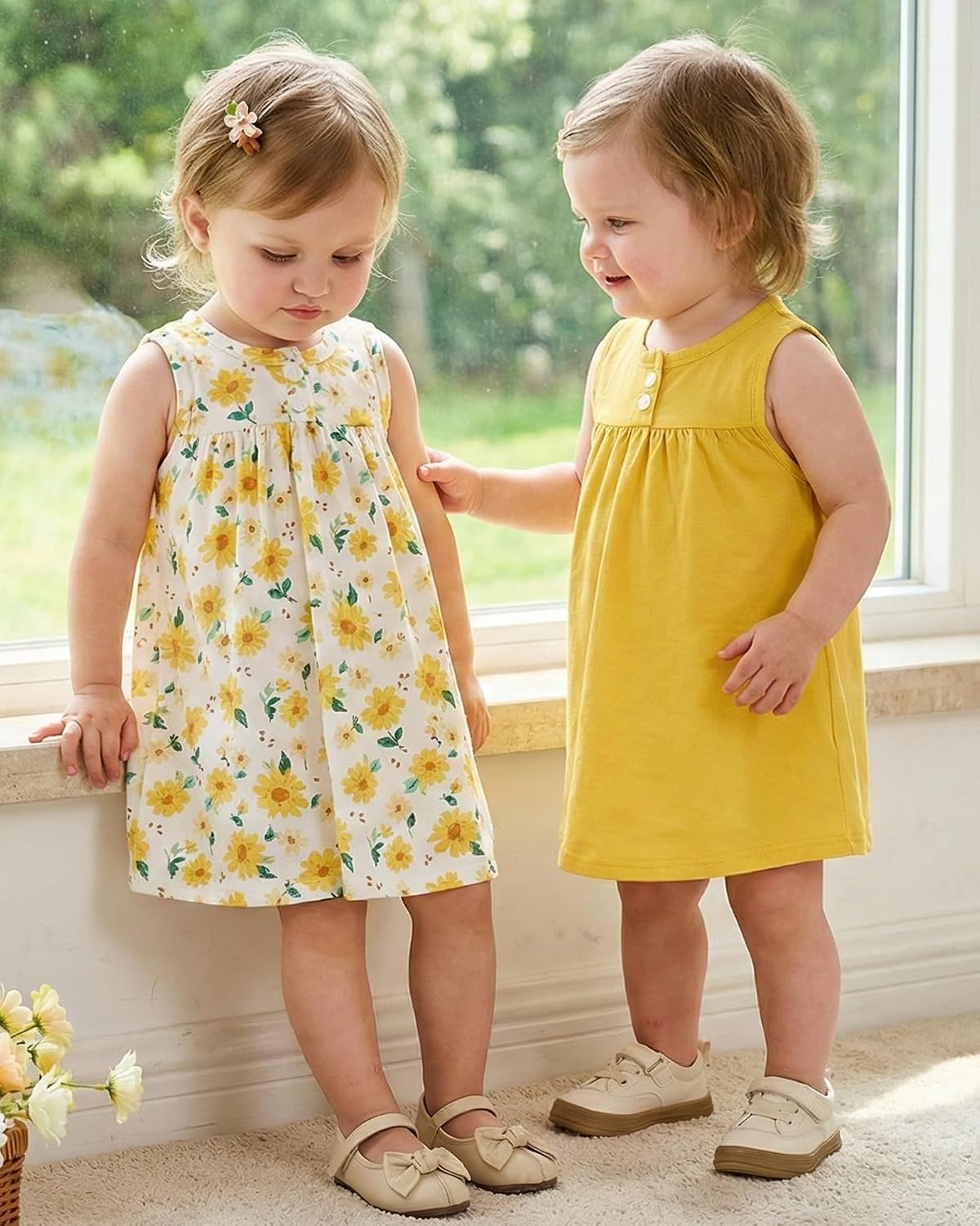 Baby Girl Dress Clothes 2-Pack Sleeveless Solid Printed Cute Baby Dresses