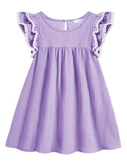 Arshiner Girls Summer Dress Toddler Ruffle Sleeve Dresses Kids Swing Casual Beach Boho Sundress with Pockets for 1-7t