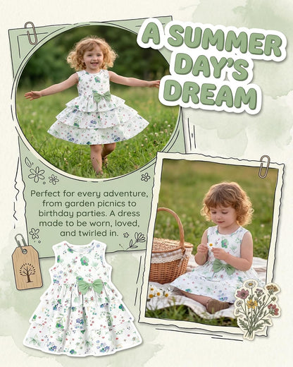 YALLET Toddler Girl Dress Floral Print Bow Tiered Ruffle Summer Sundress