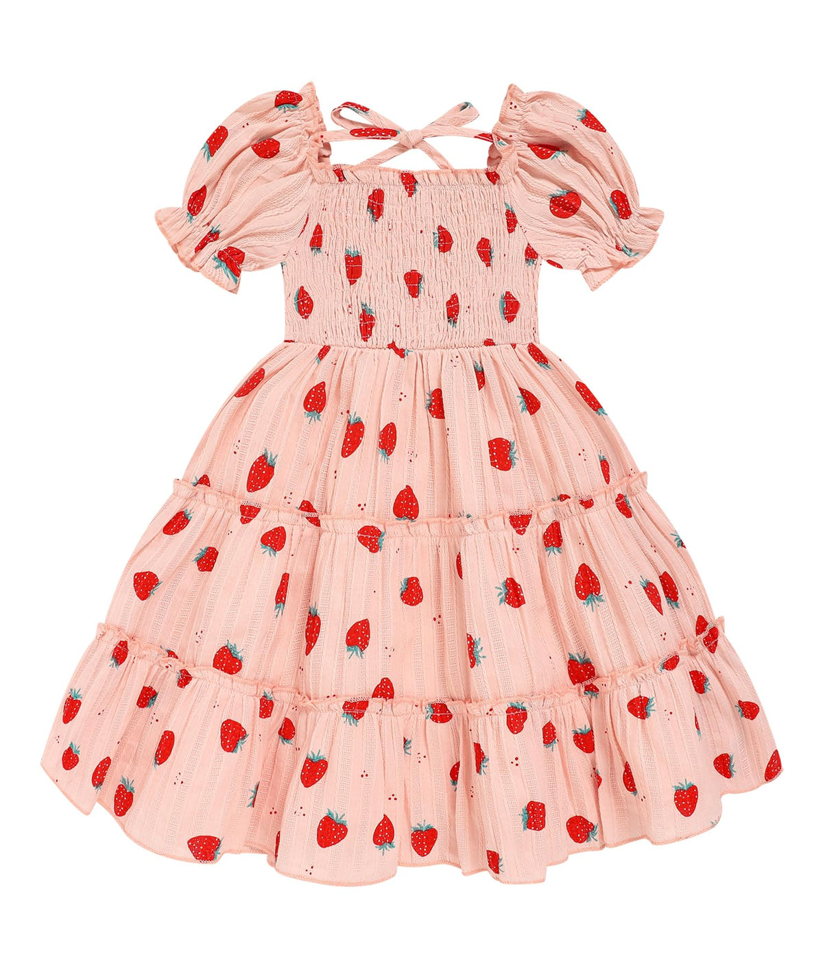 Toddler Girl Dress Short Sleeve Kids Floral Smocked Square Neck Beach Sundress | Summer Fashion Dresses 2-7Y