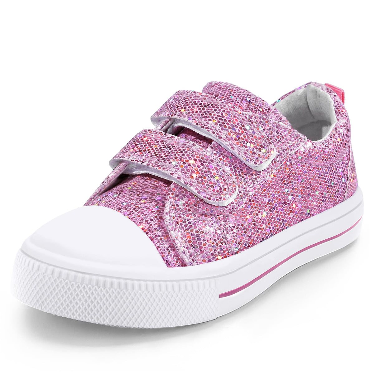 K KomForme Toddler Sneakers Girls Shoes with Dual Hook and Loops