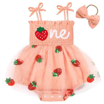 HONGTEYA Baby Girl 1st Birthday Outfit First Romper Tulle Dress Gifts