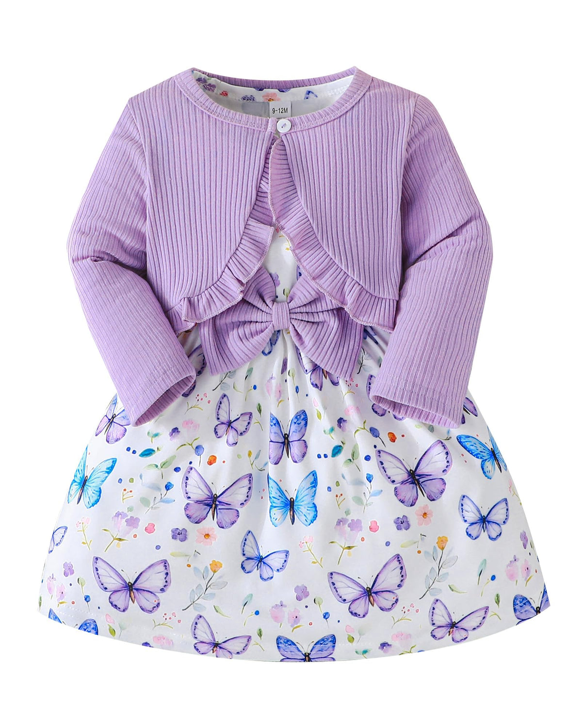 Rosibel Toddler Baby Girls Dress and Cotton Cardigan Set for 6M-3T