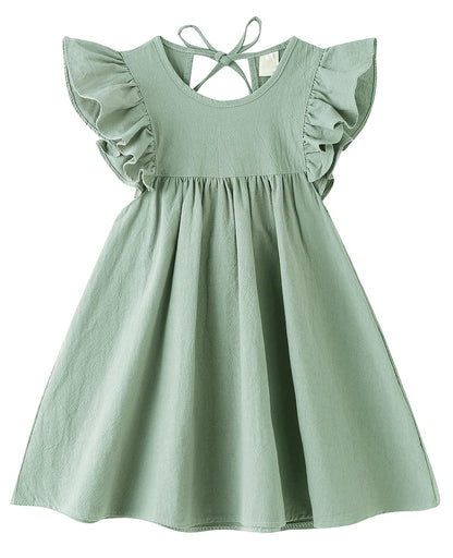 Girls Summer Dress Toddler Ruffle Sleeve Dresses