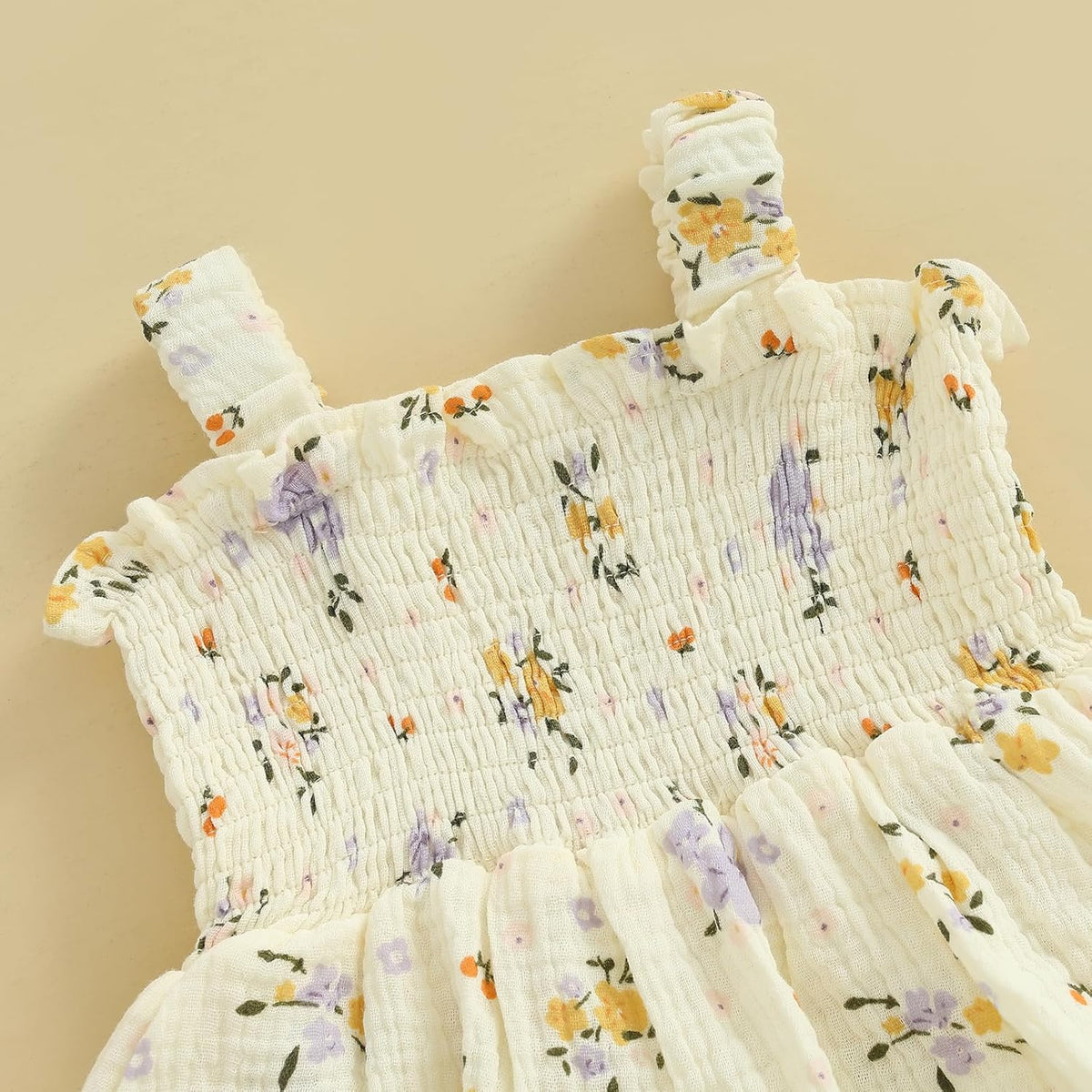 Mubineo Baby Girl Clothes Summer Dress Cotton Linen Romper Sleeveless Smocked Rompers Sun Dress Hat Skirt Boho Outfits
