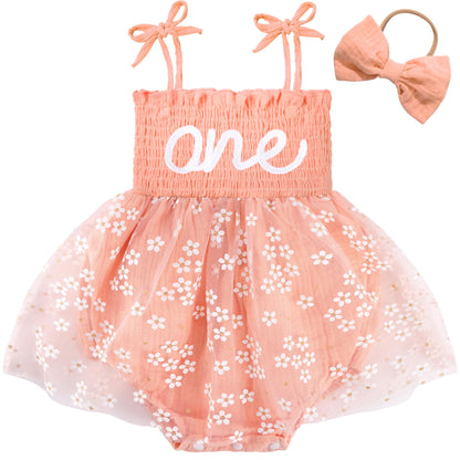 HONGTEYA Baby Girl 1st Birthday Outfit First Romper Tulle Dress Gifts