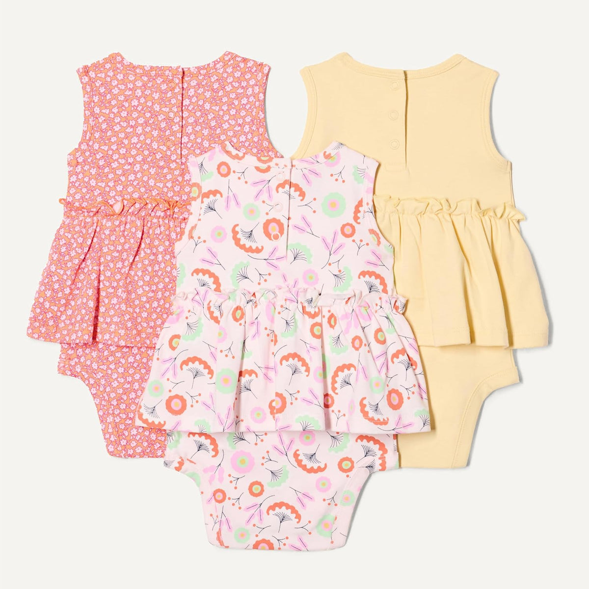 Amazon Essentials Baby Girls' Sleeveless Bodysuit Dress, Pack of 3