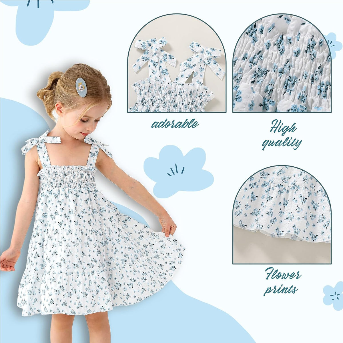 HAPPYMA Toddler Girl Summer Dress Floral Sleeveless Baby Outfits