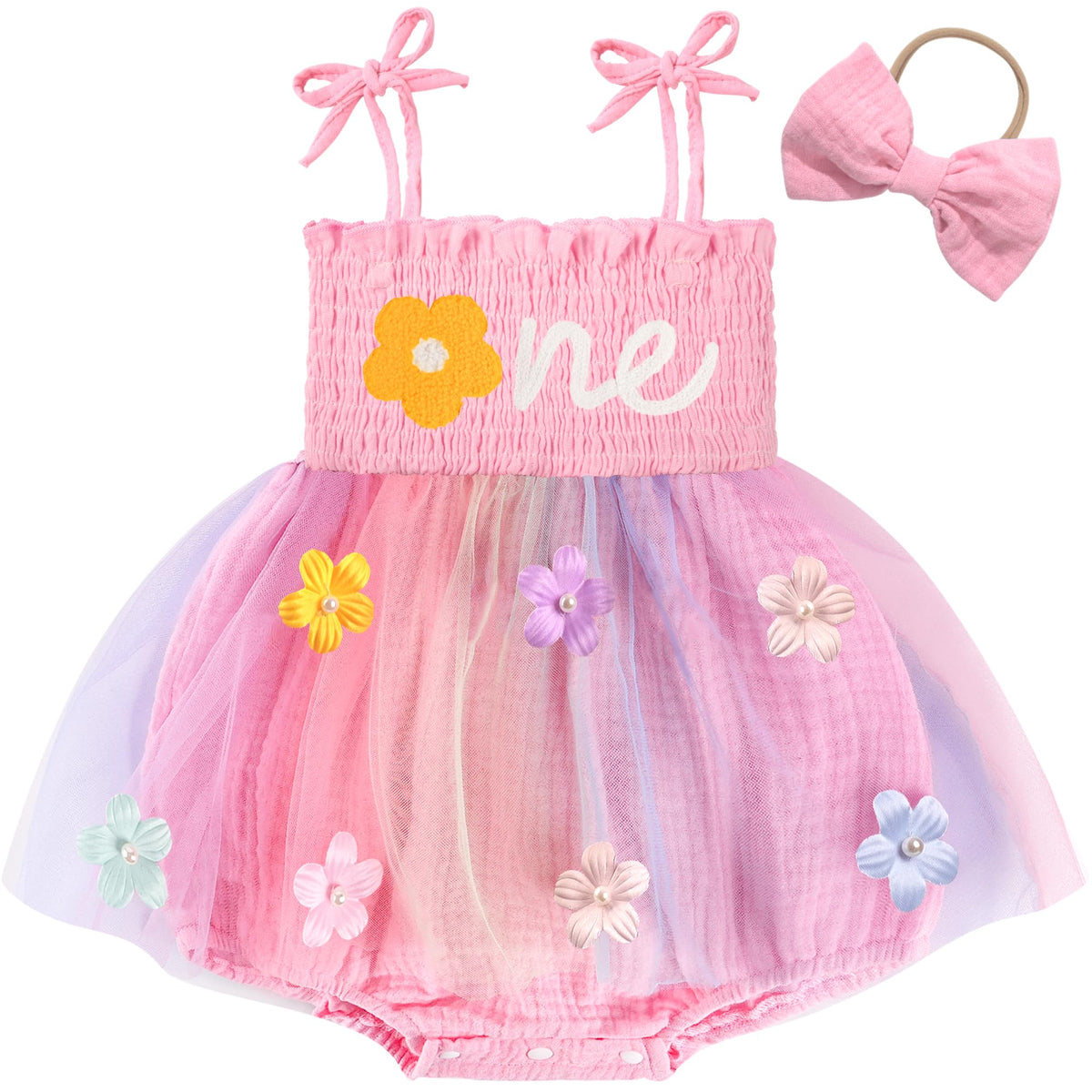 HONGTEYA Baby Girl 1st Birthday Outfit First Romper Tulle Dress Gifts