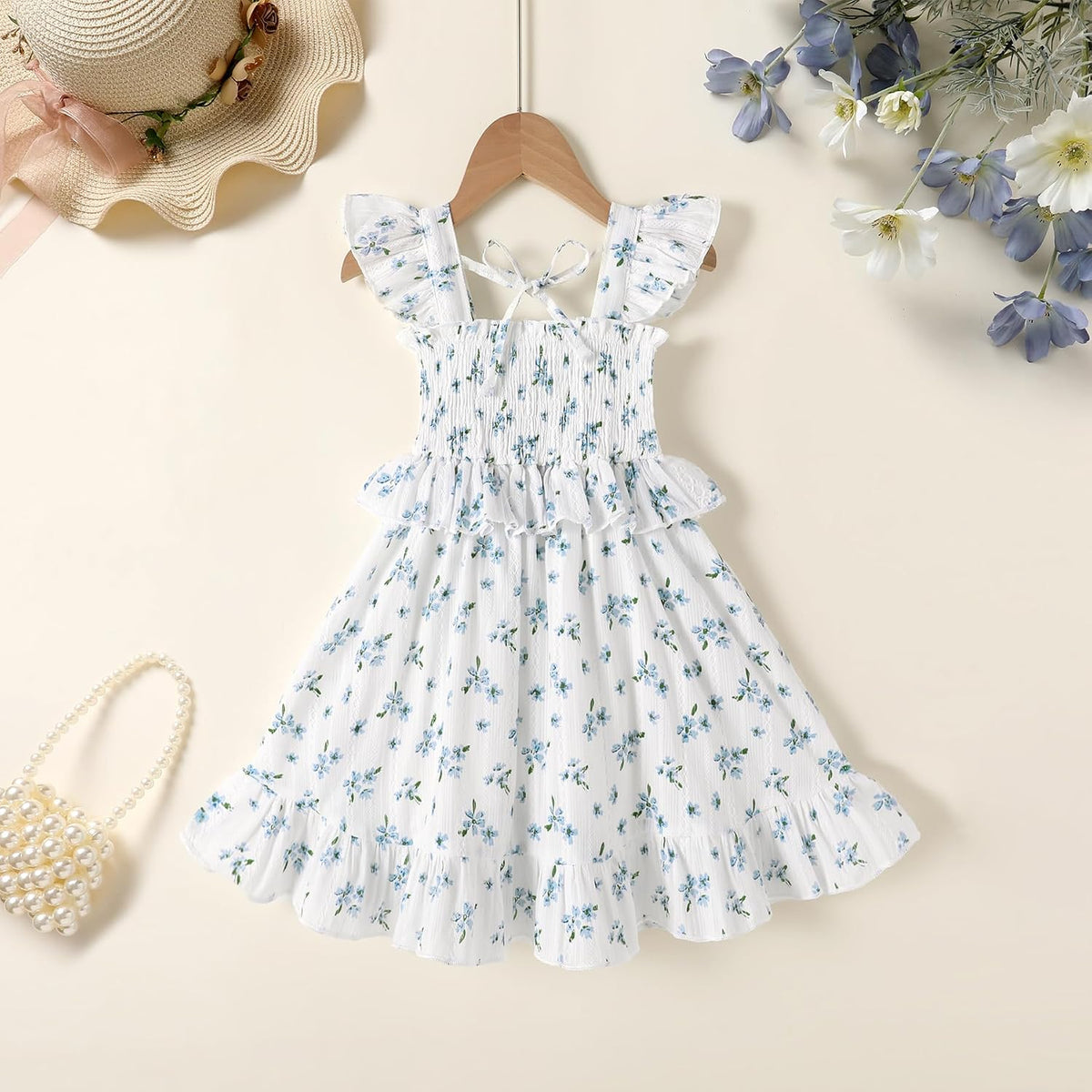 YOUNGER TREE Toddler Dress Baby Girls Cotton Ruffle Sleeveless Summer Dresses Kids Boho Beach Casual Sundress