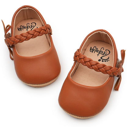 HONGTEYA Baby Girls Shoes Infant Mary Jane Flats Non Slip Newborn Moccasins