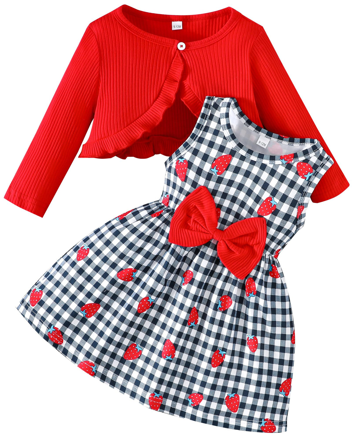 Rosibel Toddler Baby Girls Dress and Cotton Cardigan Set for 6M-3T