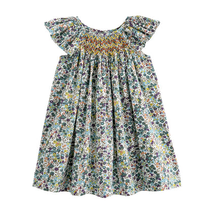 Simplee kids Baby Girl Smocked Dress Summer Casual Short Sleeve Dresses Floral Print Sundress Princess Dress for Toddlers