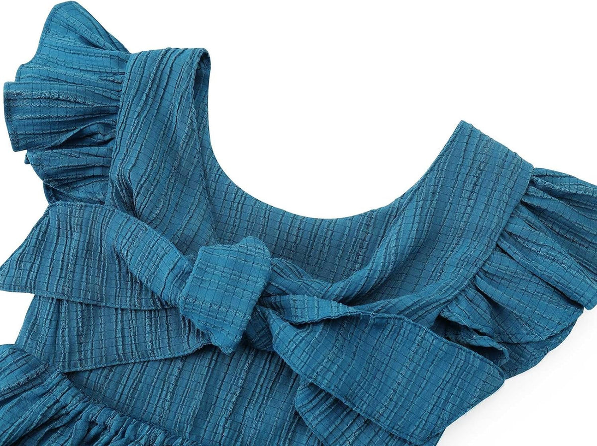 Toddler Girls Swing Backless Ruffle Hem Dress