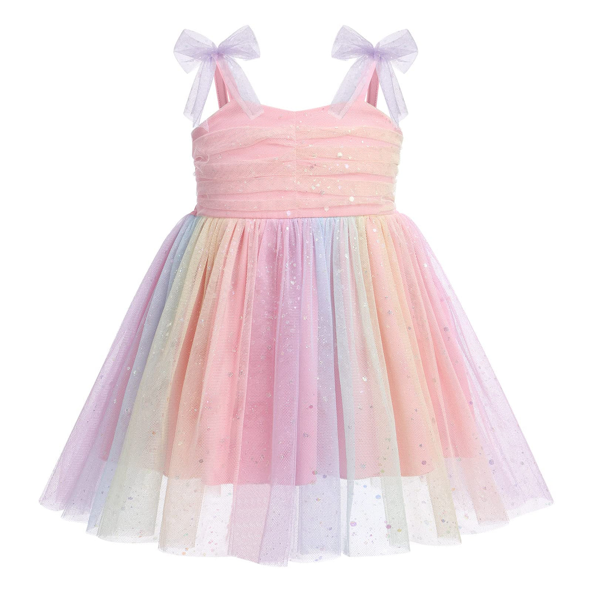 IBTOM CASTLE Toddler Baby Girl Birthday Dress Floral Sequin Tulle Tutu Dresses for Pageant Party Cake Smash Photoshoot