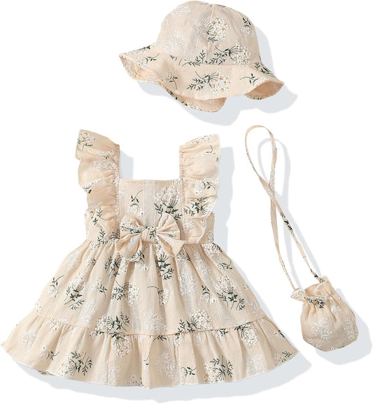 Renotemy Baby Girl Dress Summer Boho Vintage Toddler Baby Girl Clothes 0-3T