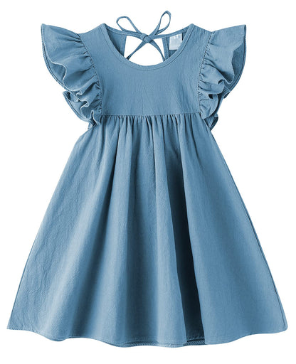 Girls Summer Dress Toddler Ruffle Sleeve Dresses