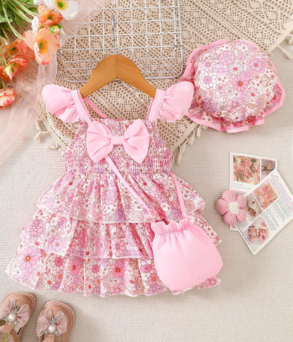 Willow Dance Newborn Infant Baby Girl Dresses Summer Outfits Casual Flower Sundress Toddler Clothes with Hat and Bag