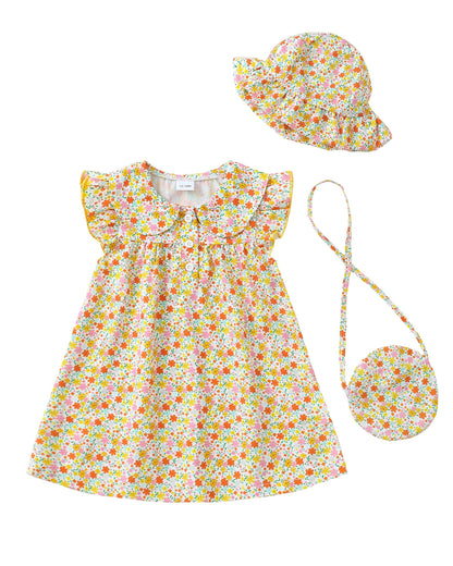 SODLON Toddler Baby Girl Dress Summer Clothes Infant Ruffle Peter Pan Collar Plaid Dresses Casual Bowknot Sundress for Girls